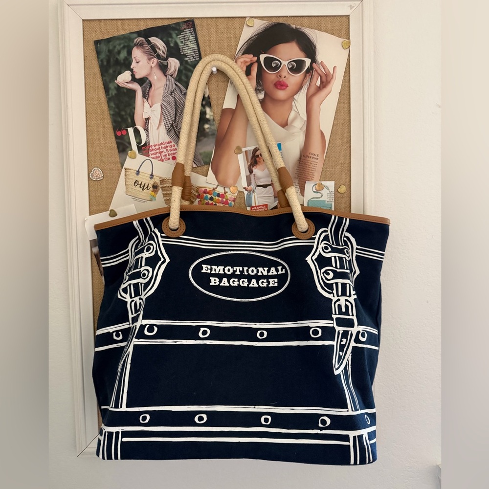 Navy “Emotional Baggage” Tote Bag
